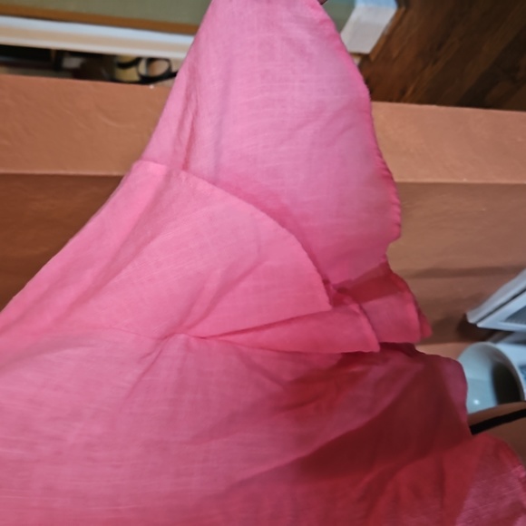 Lilka for Anthropologie Pink Cropped Ruffled Sleeved Top - Picture 4 of 9